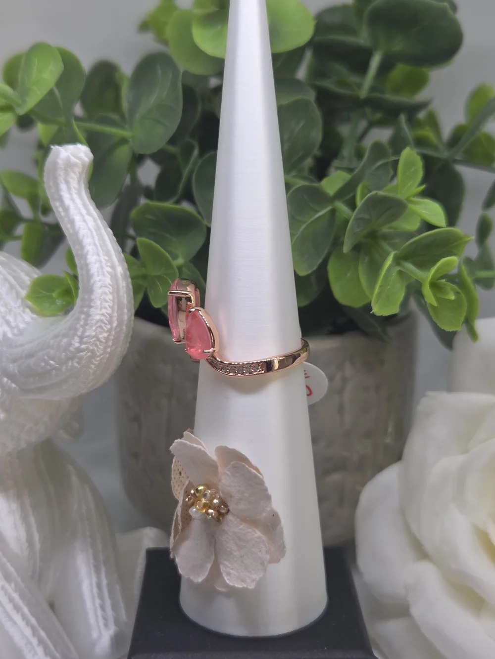BP Rose Gold Open Ring with Pink Teardrop Stones